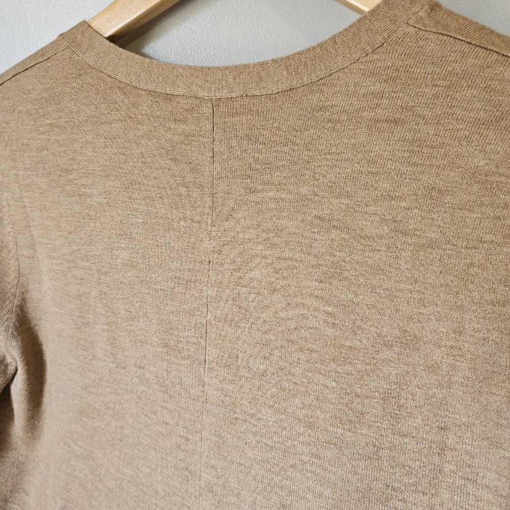 EUC J. JILL WOOL BLEND CAMEL/ TAN LONG SLEEVES V NECK BUTTON DOWN LONGLINE TOP S - Picture 9 of 12